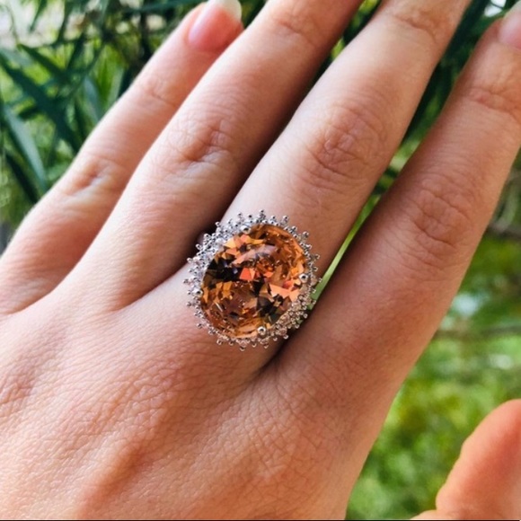 NEW Morganite White Topaz Silver Ring - Picture 3 of 4